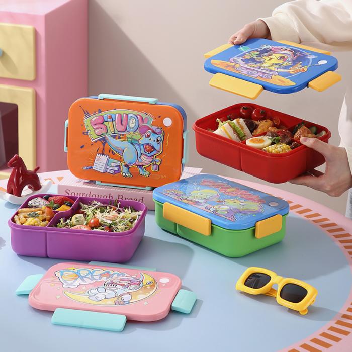 卡通實色蓋分格飯盒1450ml